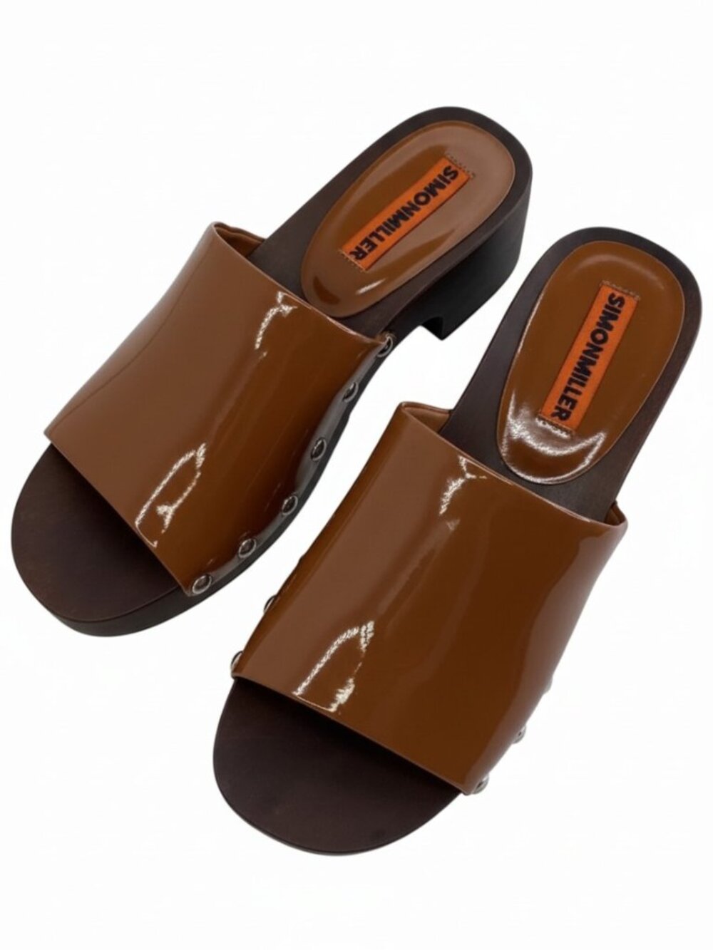 NEW SIMON MILLER Rio Wood Platform Sandals Women's US9 EU39 Caramel Rubber